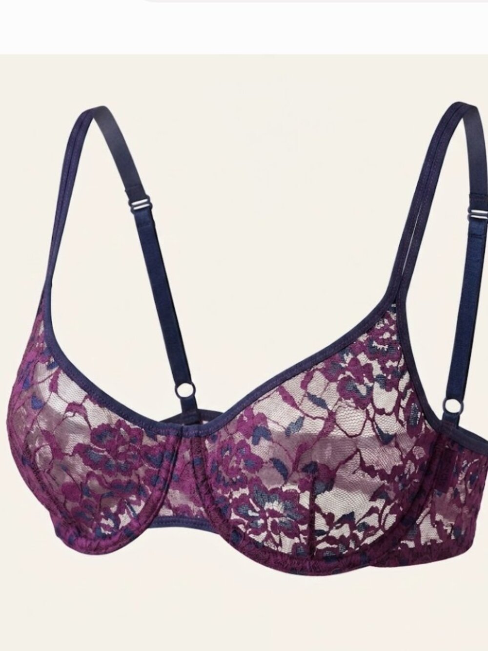 DKNY Signature Lace Unlined Demi Bra Purple/Pink  Print 36B 🪷